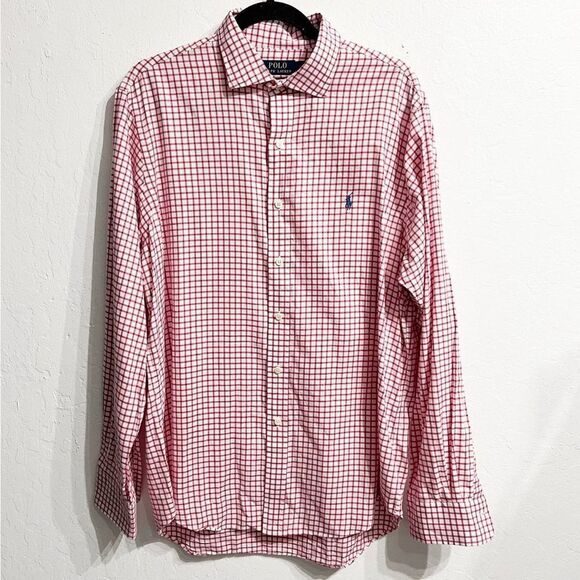 Polo Ralph Lauren Window Pane Cotton Classic Button Down Shirt Size Large Preppy - Picture 1 of 4